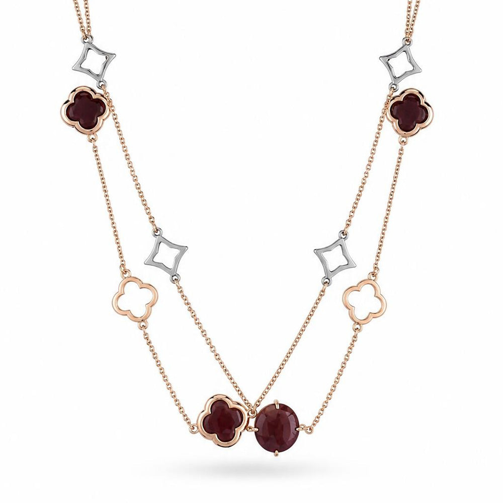 COLLANA CON DECORAZIONE A SFERA E QUADRATE CON PIETRE