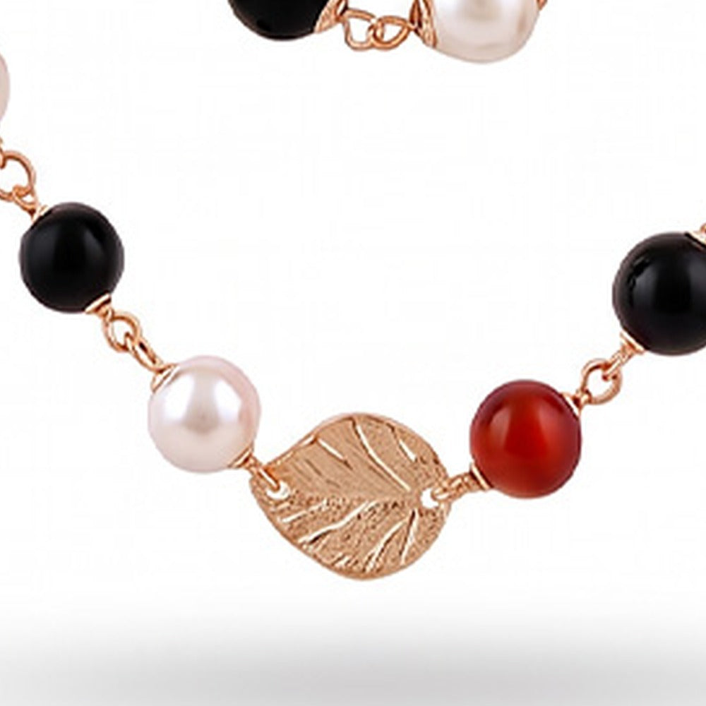 COLLANA ROSELLA CON CUORE E PERLINE SFERICHE
