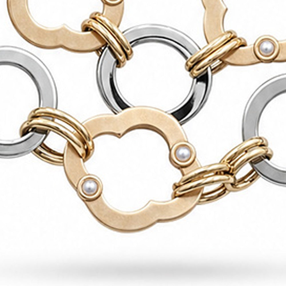 COLLANA CON INSERTI LUCIDI E SATINATI E PERLE