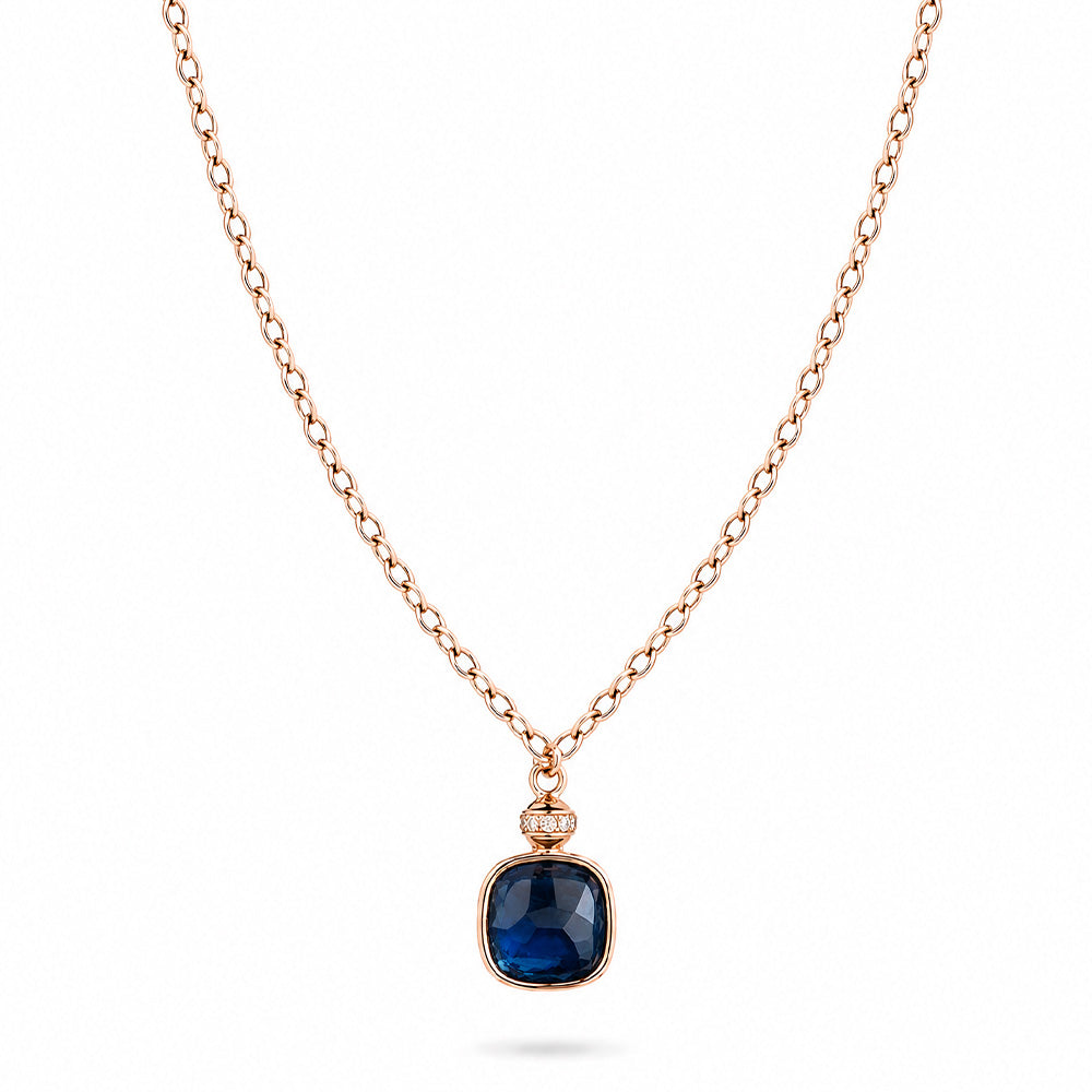 COLLANA GIROCOLLO CON PIETRA QUADRATA E STRASS