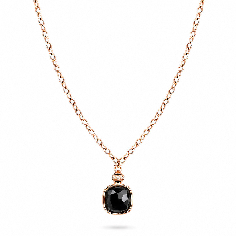 COLLANA GIROCOLLO CON PIETRA QUADRATA E STRASS