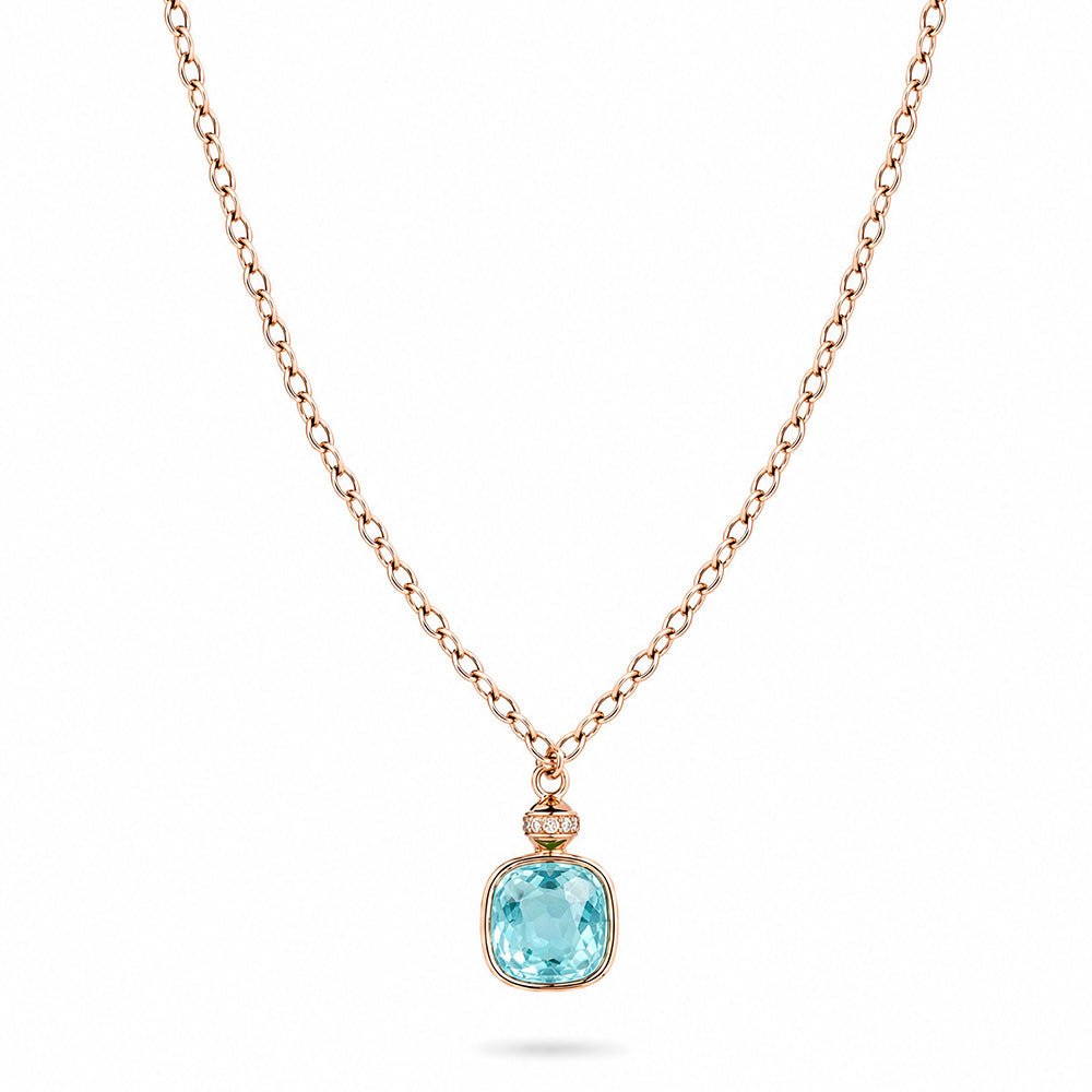 COLLANA GIROCOLLO CON PIETRA QUADRATA E STRASS