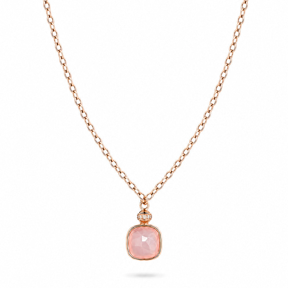 COLLANA GIROCOLLO CON PIETRA QUADRATA E STRASS