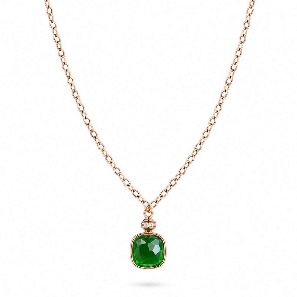 COLLANA GIROCOLLO CON PIETRA QUADRATA E STRASS