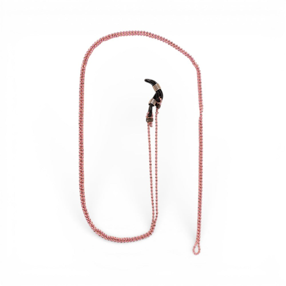 CATENA PER OCCHIALI FINA CON PALLINE SIMIL ROSARIO
