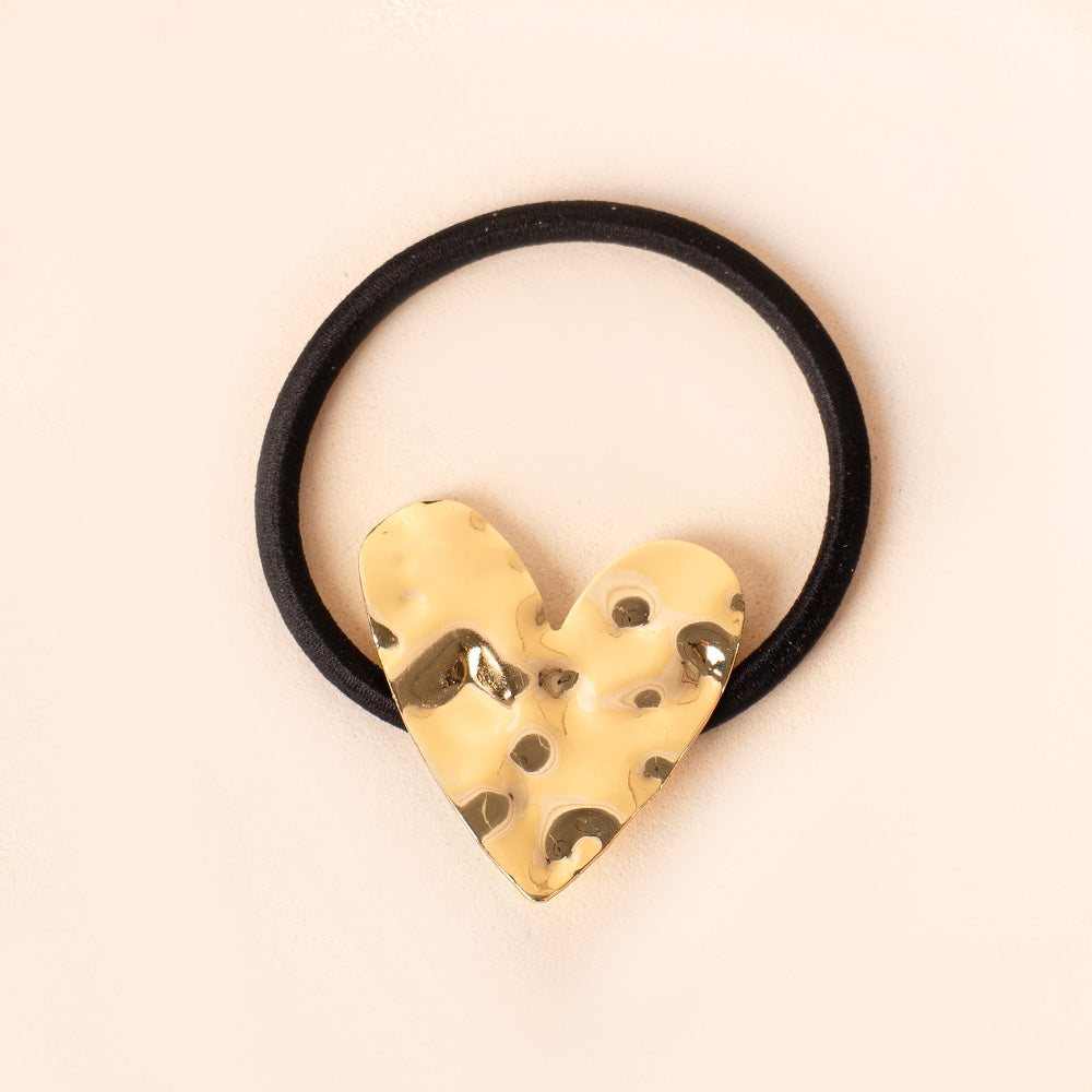ELASTICO PER CAPELLI GIOIELLO CON CUORE MARTELLATO