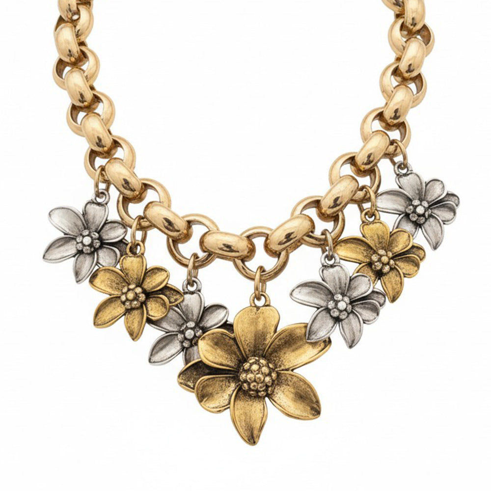 COLLANA GIROCOLLO CON FIORI PENDENTI