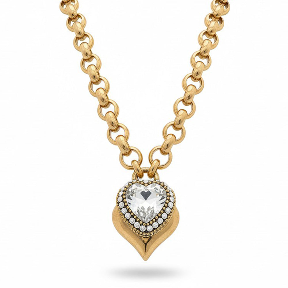 COLLANA GIROCOLLO  CATENA CON CUORI SOVRAPPOSTI