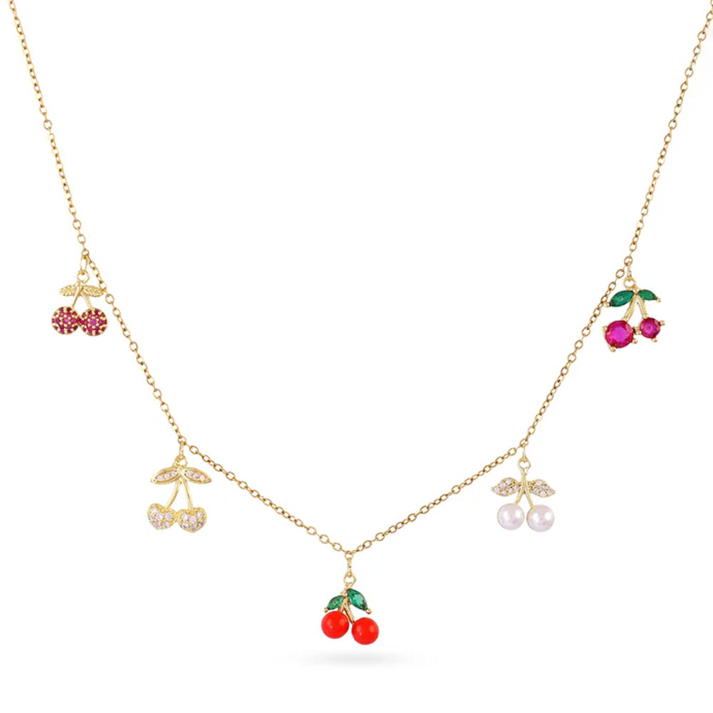 COLLANA GIROCOLLO CON CILIEGIE CON STRASS E PIETRE