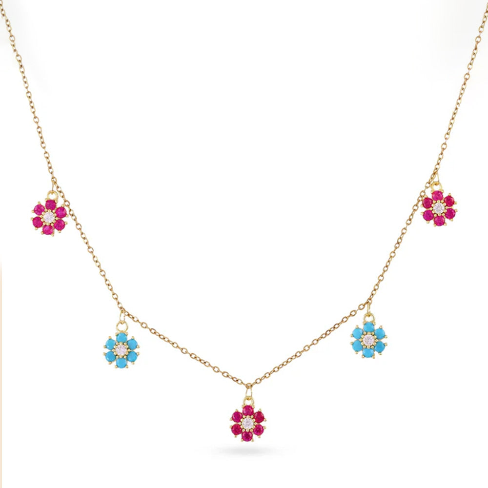 COLLANA GIROCOLLO CON PIETRE E STRASS SU FIORI