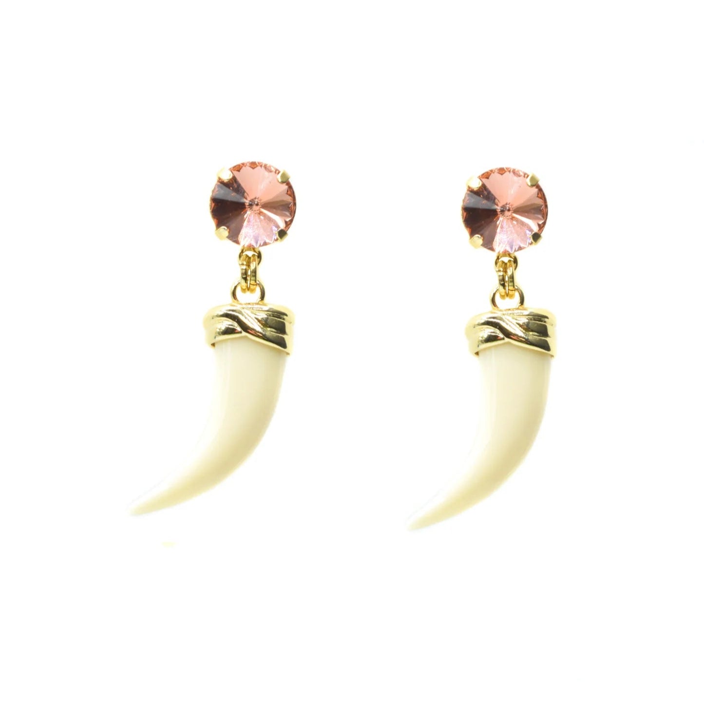 ORECCHINI PENDENTI CON CORNO E CRISTALLO