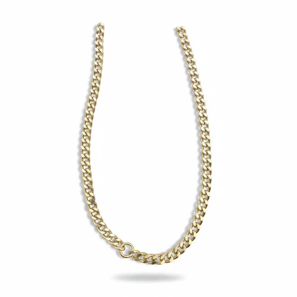 Collana Fanatikerie a filo singolo con catena grumetta color oro, alta 1 cm e regolabile