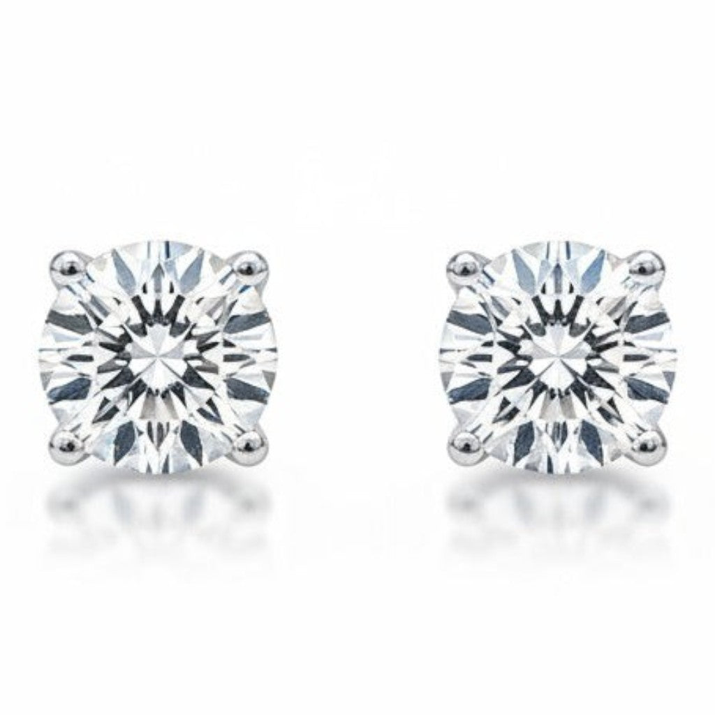Orecchini punto luce Fanatikerie in ottone con zircone taglio brillante su sfondo bianco