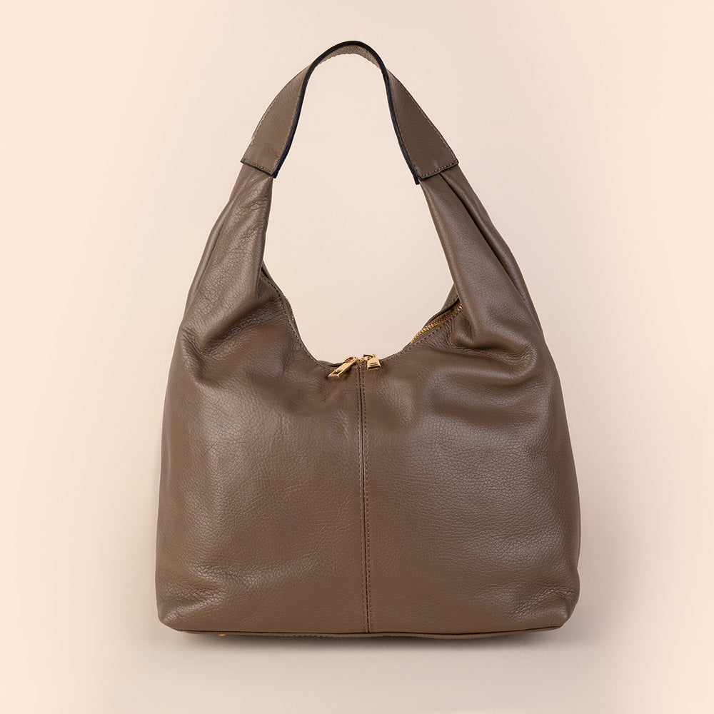 BORSA A SPALLA CLASSICA IN LEATHER CON CHIUSURA A ZIP