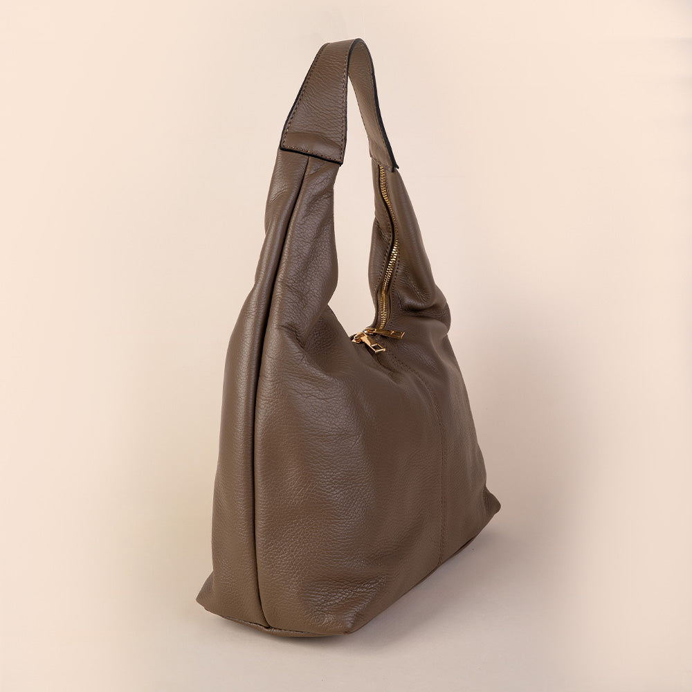 BORSA A SPALLA CLASSICA IN LEATHER CON CHIUSURA A ZIP