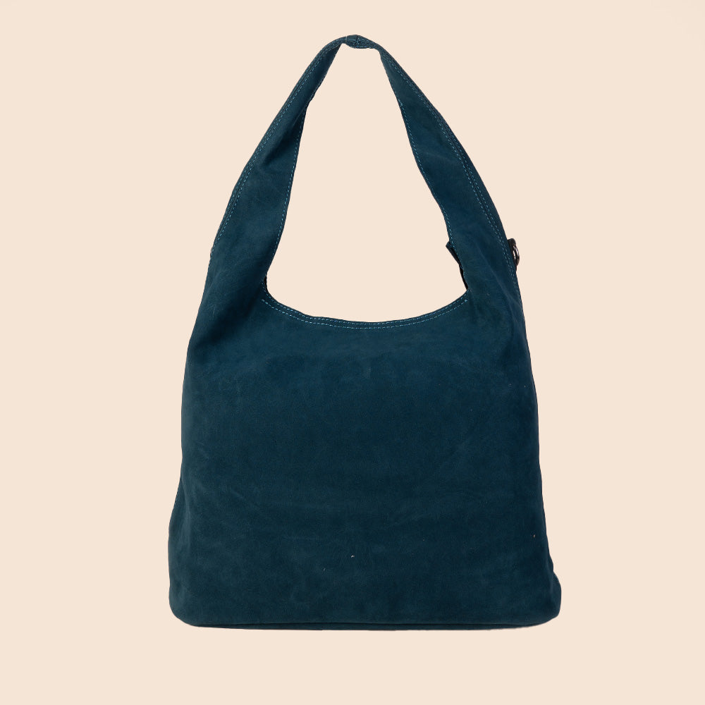 BORSA A SPALLA ECO CAMOSCIO CON SVUOTA BORSA E TRACOLLA ESTERNA