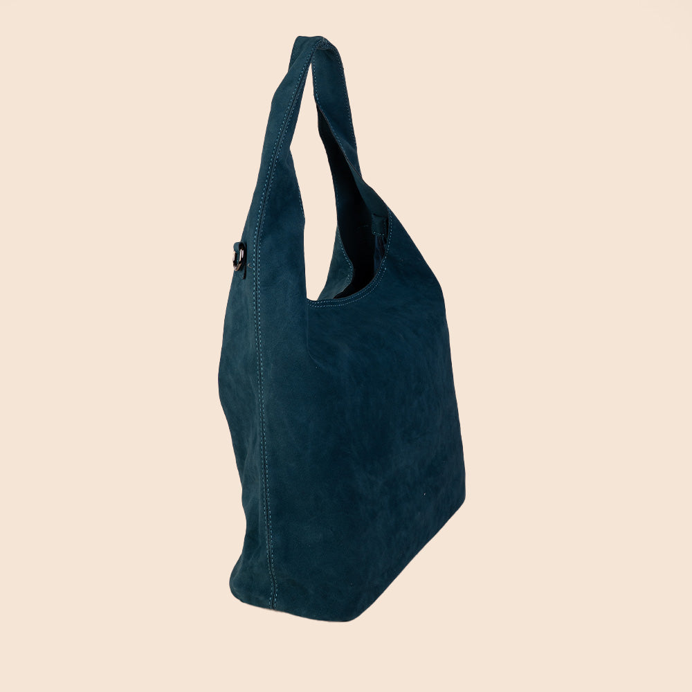 BORSA A SPALLA ECO CAMOSCIO CON SVUOTA BORSA E TRACOLLA ESTERNA