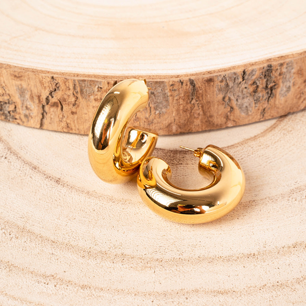 ORECCHINI PENDENTI A TUBO SEMICIRCOLARI