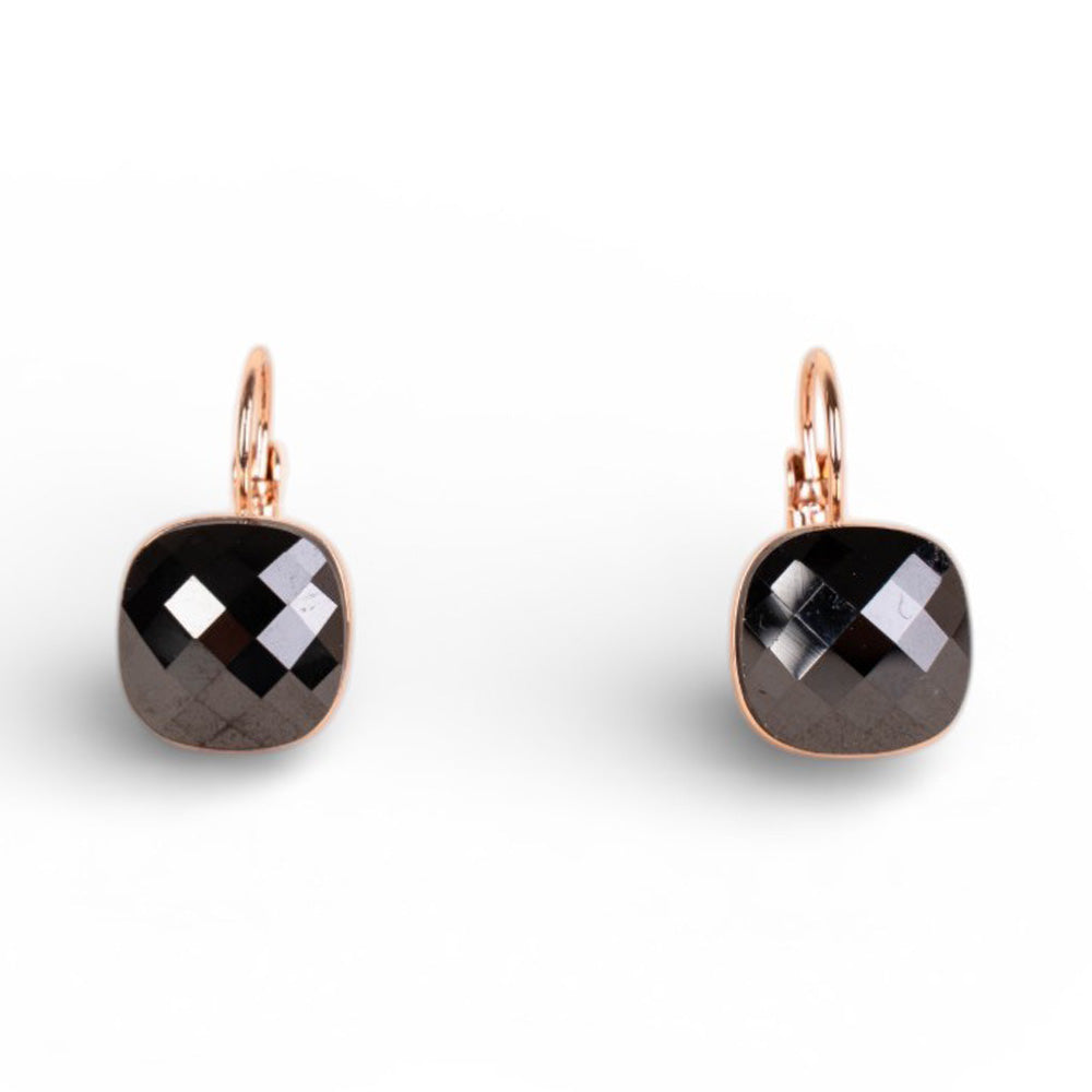 DANGLING EARRINGS WITH CENTRAL STONE AND EARRING CLOSURE