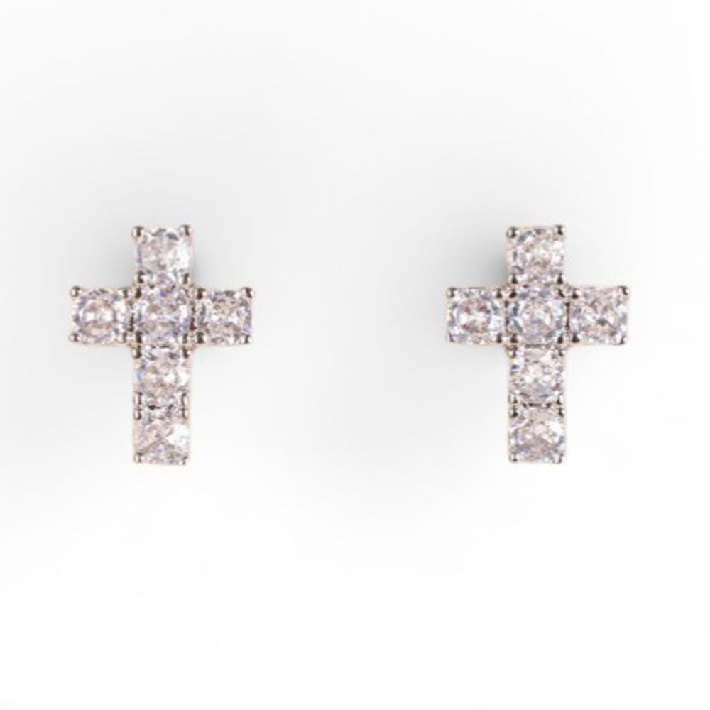 ORECCHINI A LOBO CON CROCE E STRASS