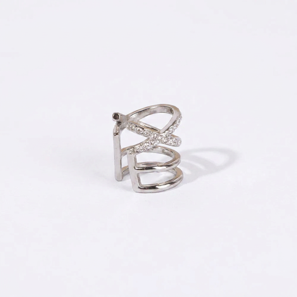 CROSSED RHINESTONE EARCUFF EARRINGS