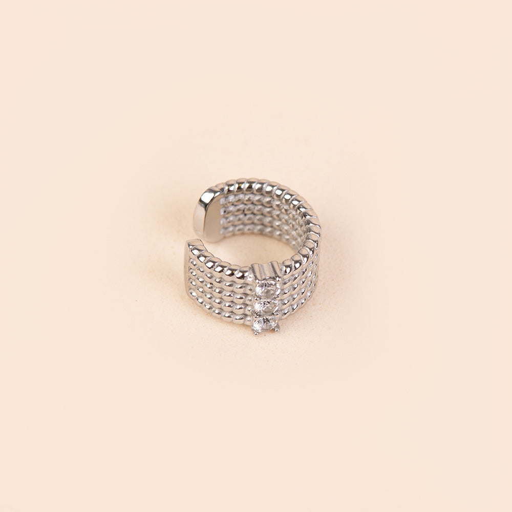 ORECCHINI EARCUFF A FASCE RIGATE CON STRASS