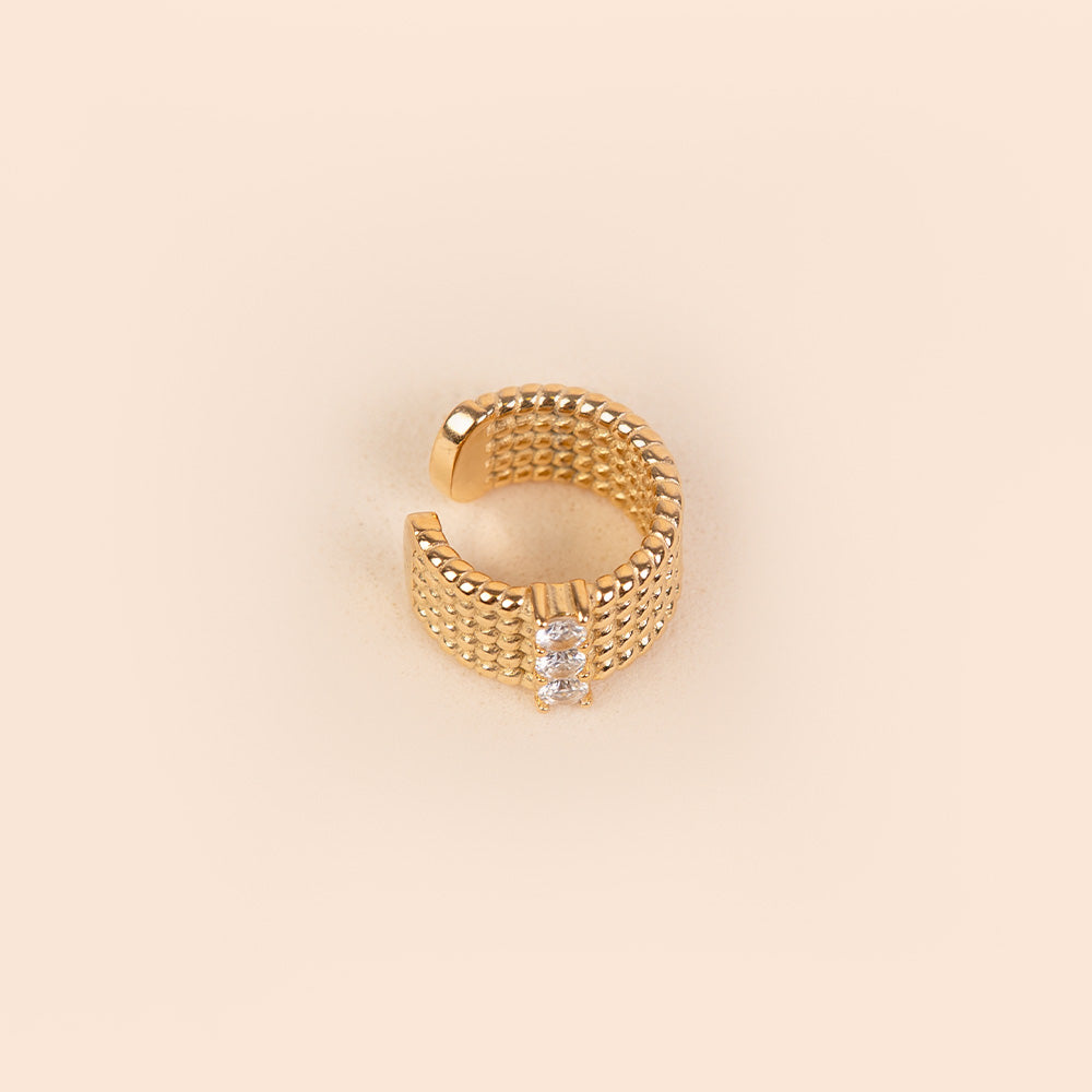 ORECCHINI EARCUFF A FASCE RIGATE CON STRASS