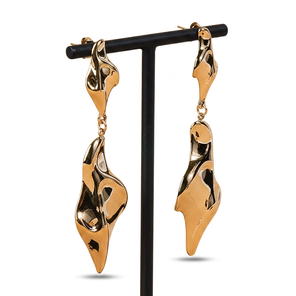 DOUBLE LEAF SHAPE STUD EARRINGS