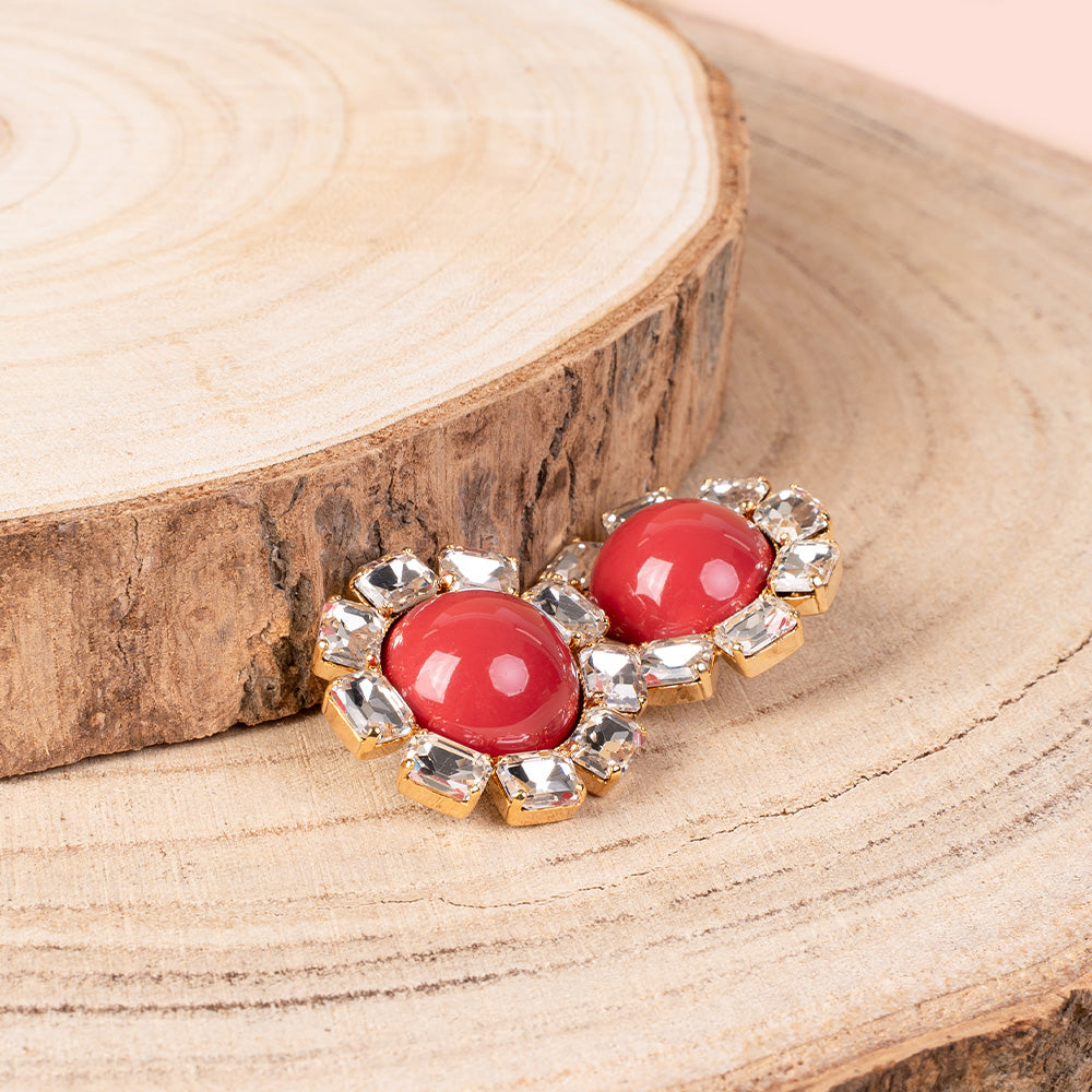 ORECCHINI A LOBO CIRCOLARE CON CORNICE DI STRASS