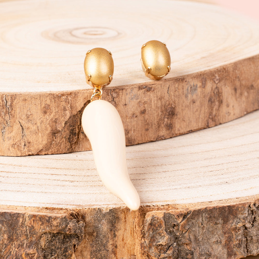 ORECCHINI ASIMMETRICI CON CORNO