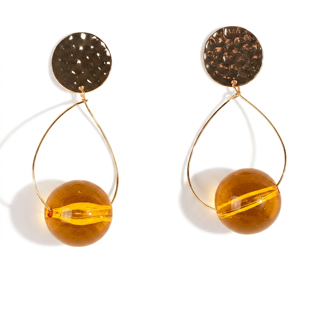 ORECCHINI PENDENTI CON SFERA EFFETTO BIGLIA