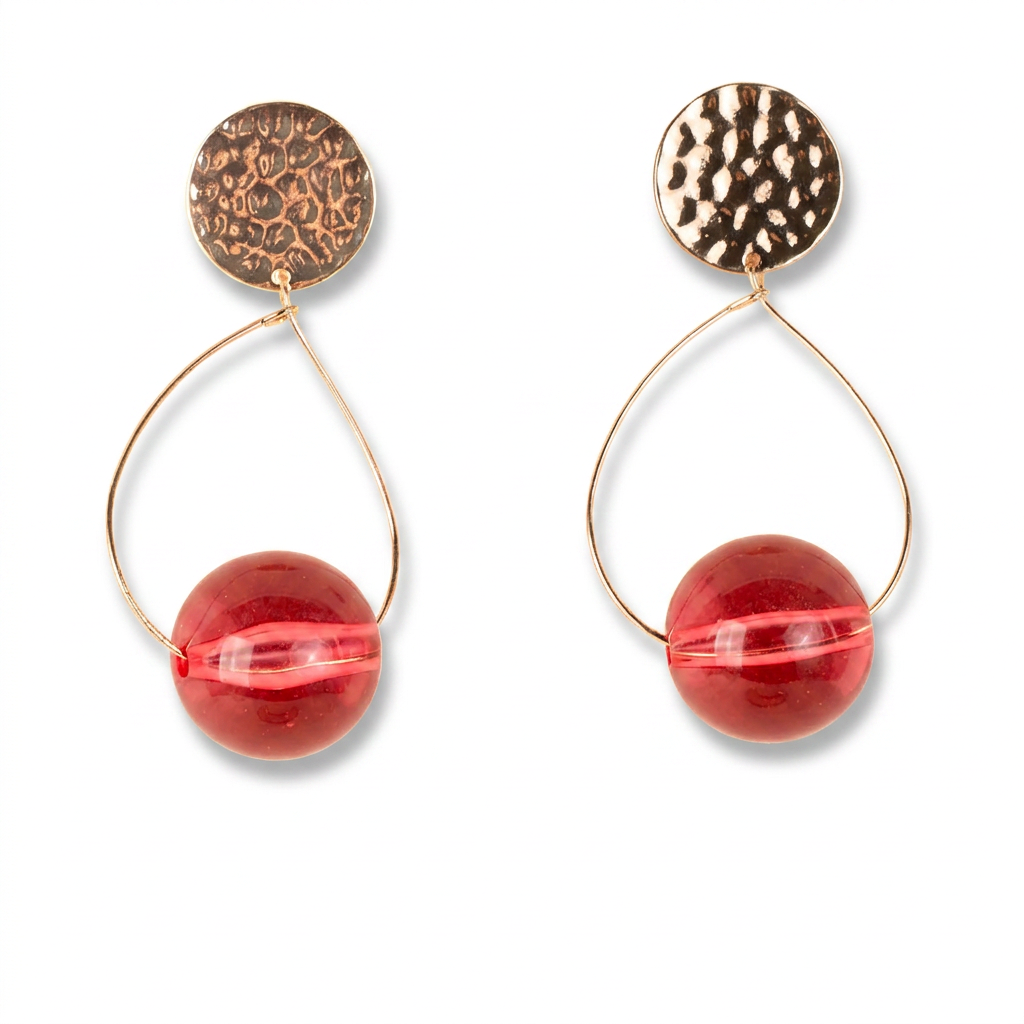 DROP EARRINGS WITH A MARBLE EFFECT SPHERE