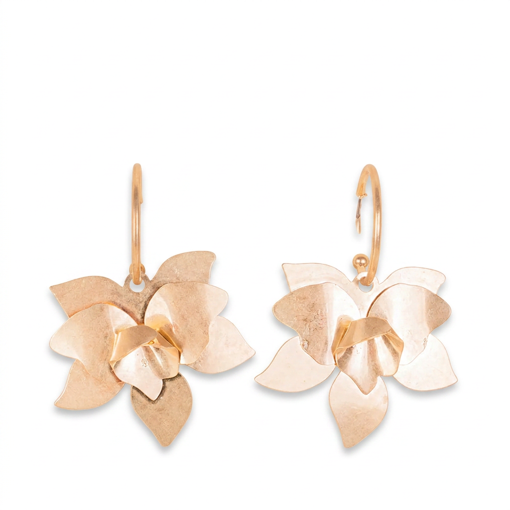 SEMI-CIRCLE FLOWER DANGLING EARRINGS