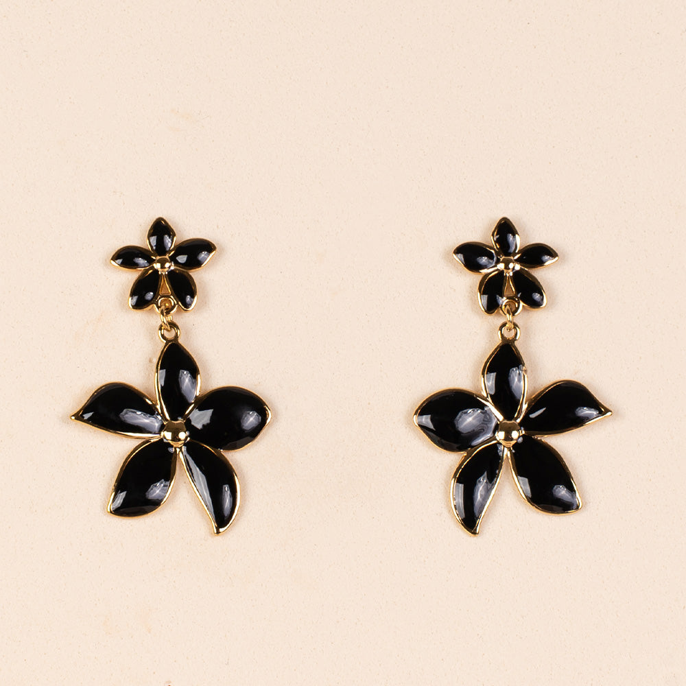 ORECCHINI PENDENTI CON FIORI TROPICALI COLORATI