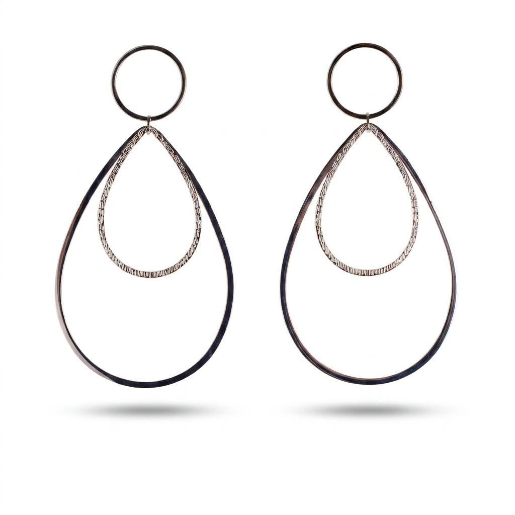 LARGE DANGLING EARRINGS WITH DOUBLE MOVABLE STYLIZED DROP