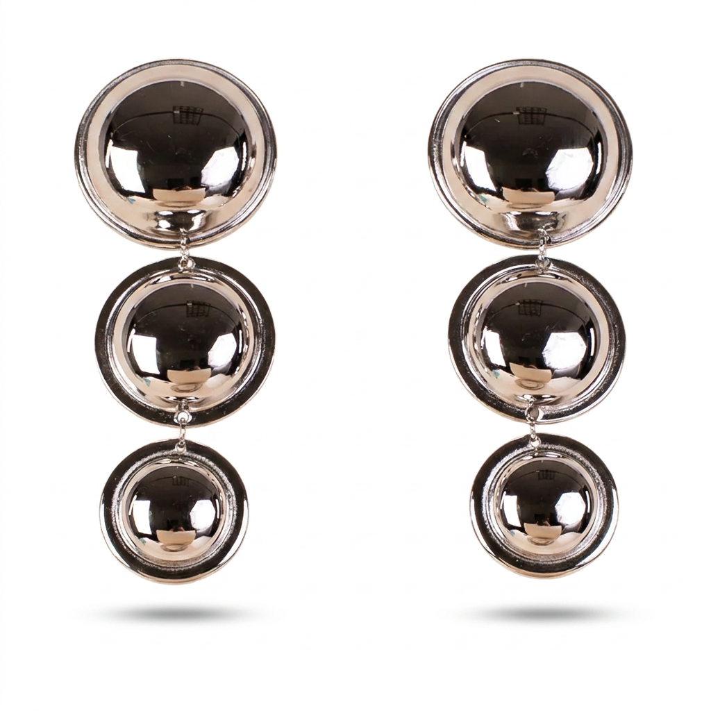 DANGLING EARRINGS WITH CIRCULAR UNITS OF DIFFERENT SIZES