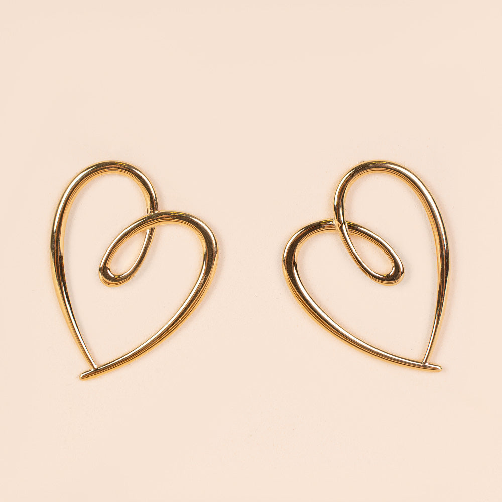 ORECCHINI  A CUORE OBLIQUO OUTLINE
