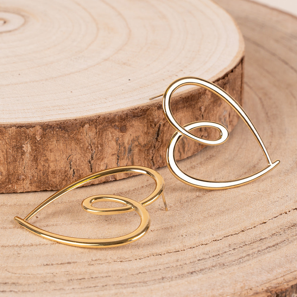 ORECCHINI  A CUORE OBLIQUO OUTLINE