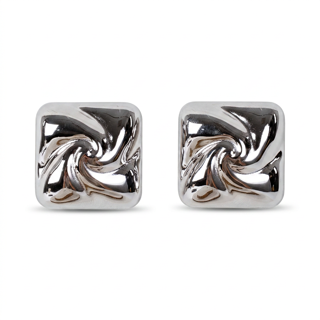 SQUARE EARRINGS WITH CENTRAL VORTEX