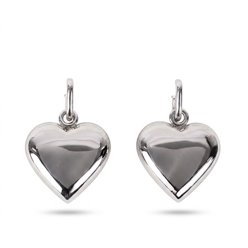 LARGE HEART DANGLING EARRINGS