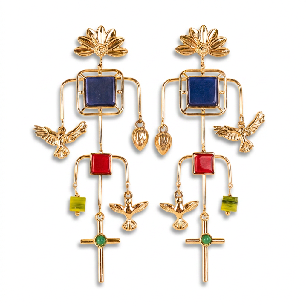 PENDANT EARRINGS WITH PENDANTS AND STONES