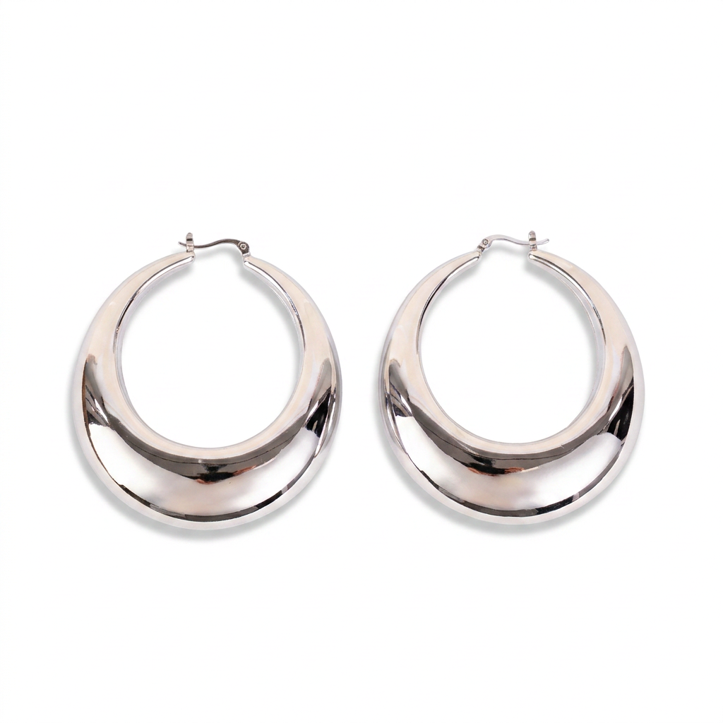 LARGE OVAL DANGLING EARRINGS WITH GRADUAL INCREASE