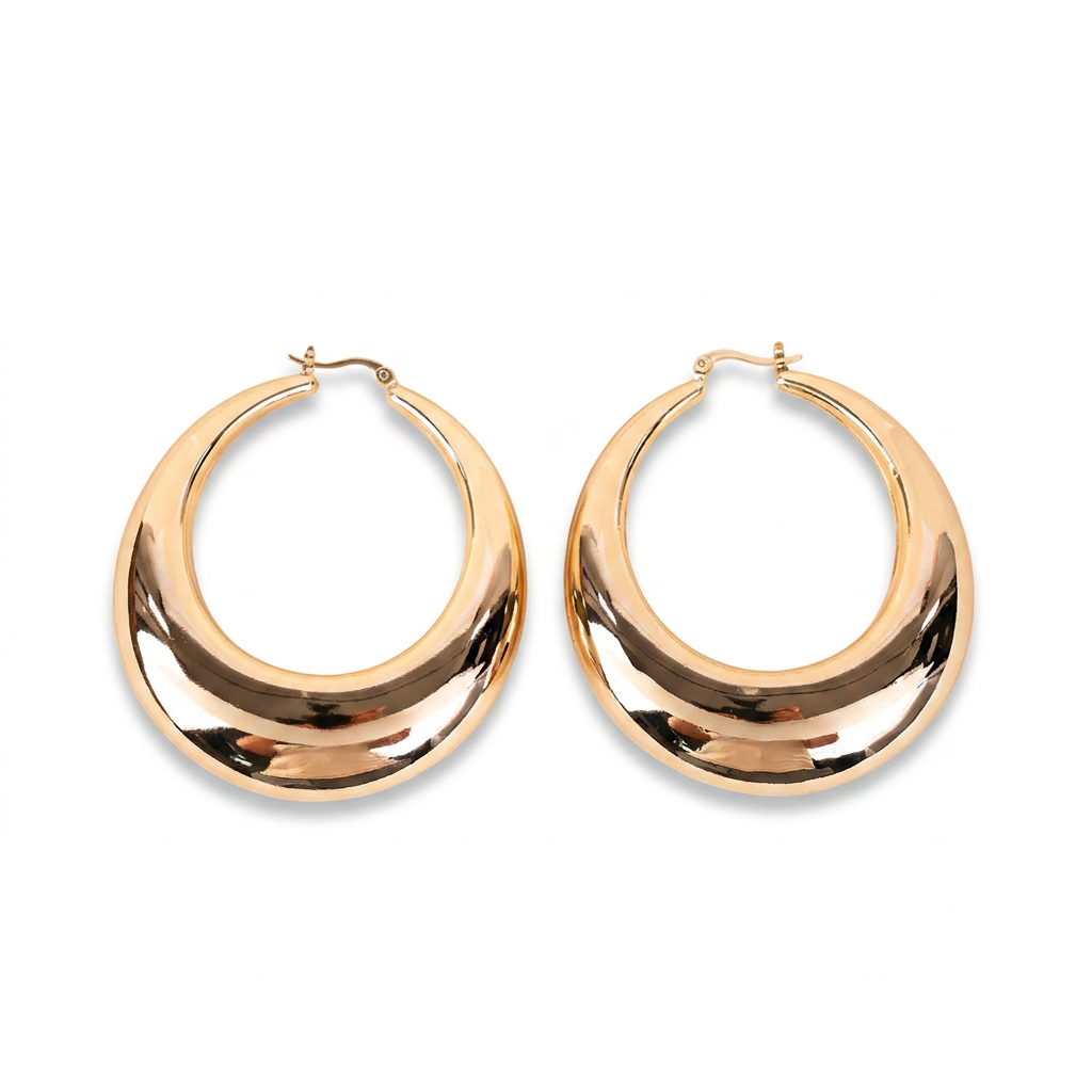 LARGE OVAL DANGLING EARRINGS WITH GRADUAL INCREASE