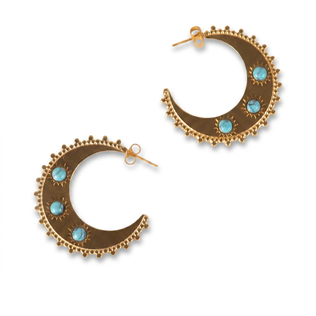 MOON MODEL EARRINGS WITH THREE STONES