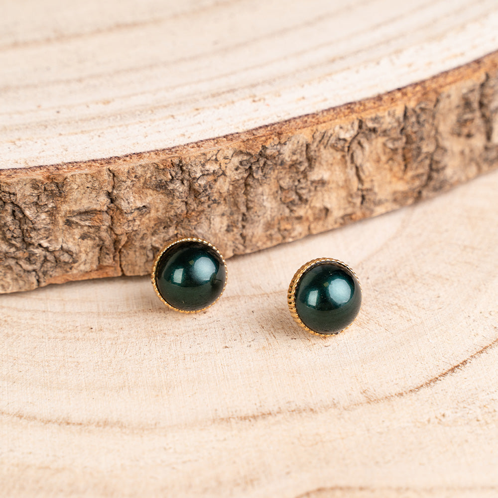 ORECCHINI A LOBO CON MEZZA PERLA E MONTATURA DORATA