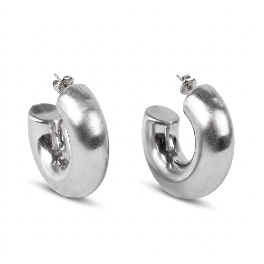 SATIN THICK SEMI CIRCLE EARRINGS