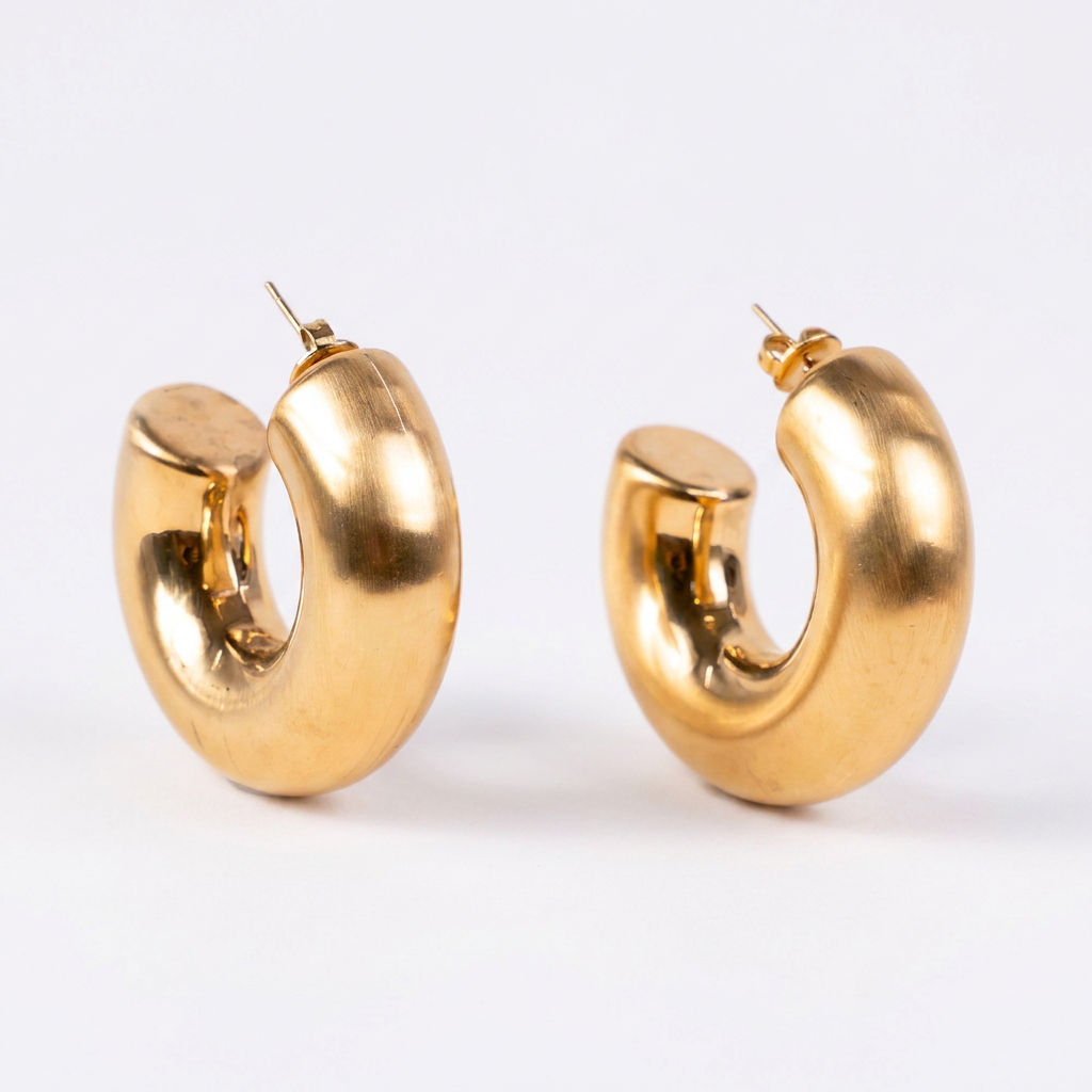 SATIN THICK SEMI CIRCLE EARRINGS