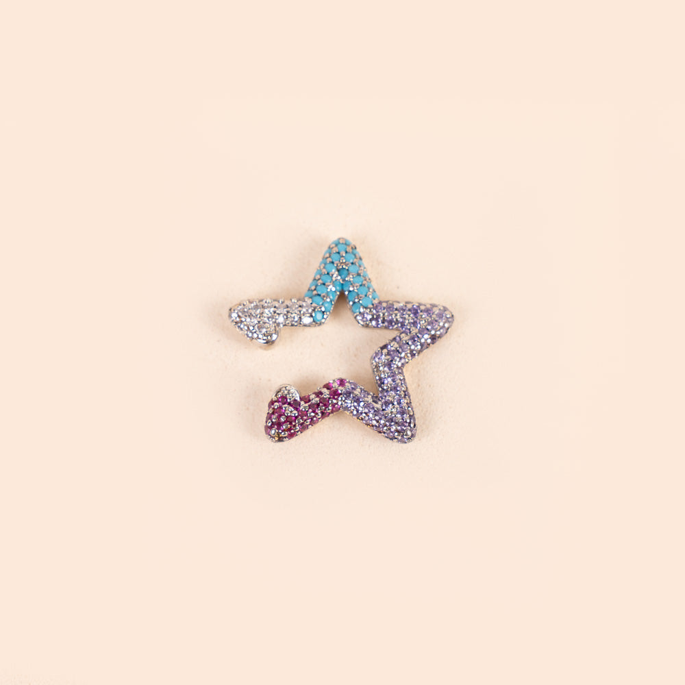 ORECCHINO EARCUFF A FORMA DI STELLA CON STRASS COLORATI