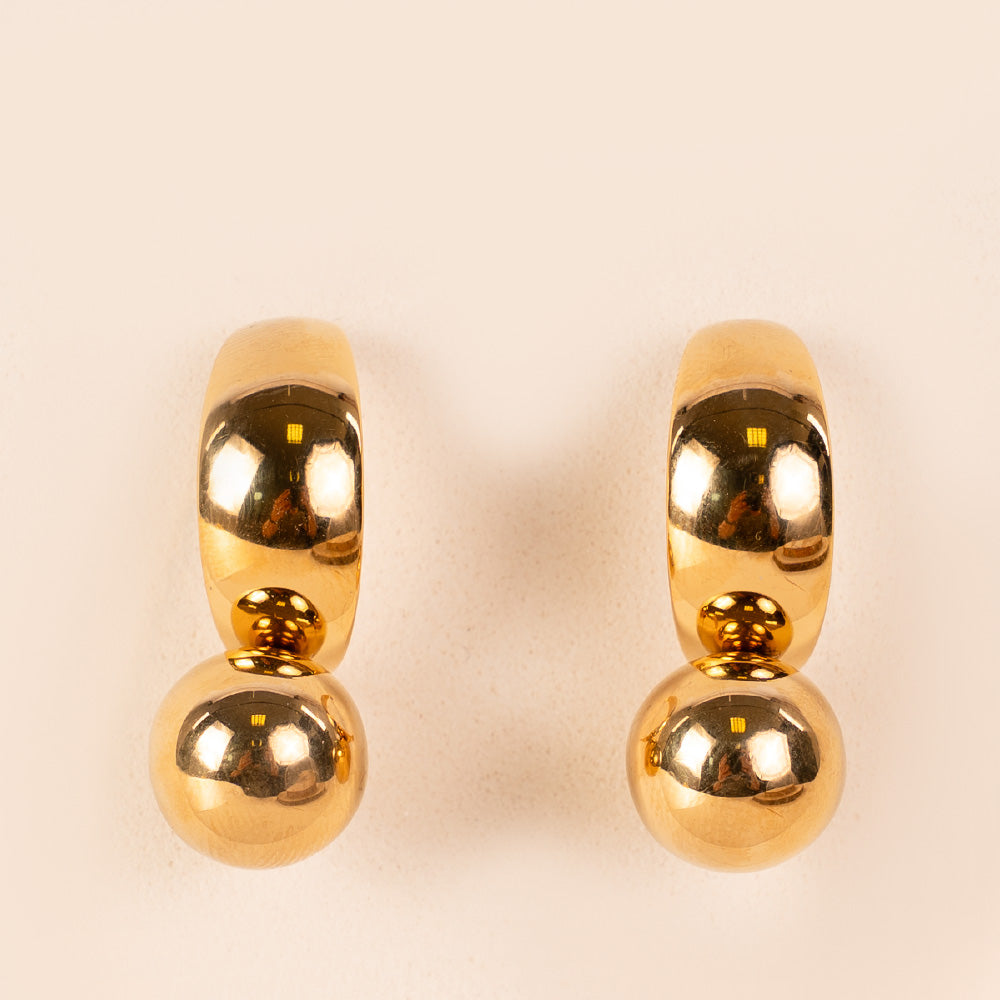 HOOP AND DANGLING BALL EARRINGS
