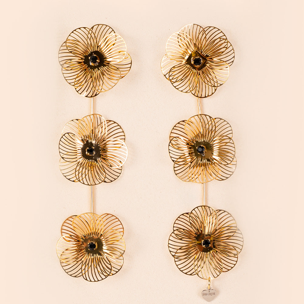 ORECCHINI PENDENTI CON TRE FIORI